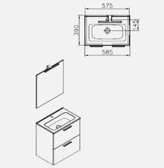 Mobile Bagno sospeso da 60 cm 2 cassetti