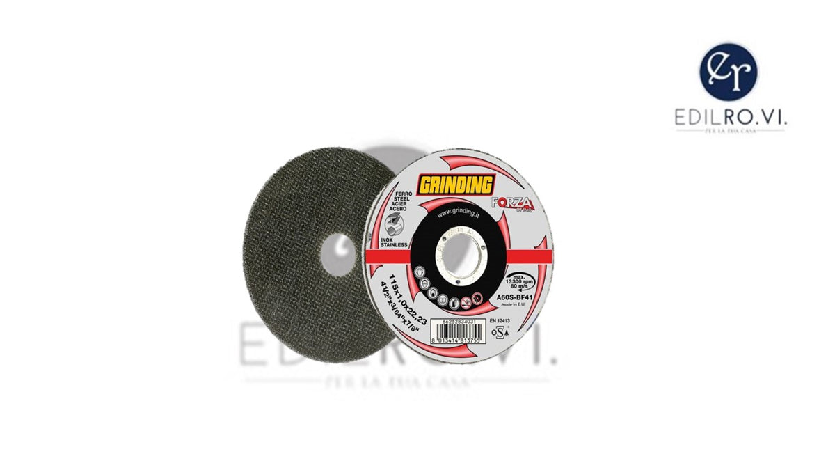 DISCO ABRASIVO DA TAGLIO CENTRO DEPRESSO PER FERRO "FORZA" MM.115-MM.115X1,0FORO 22,23 DA TAGLIO PER FERRO