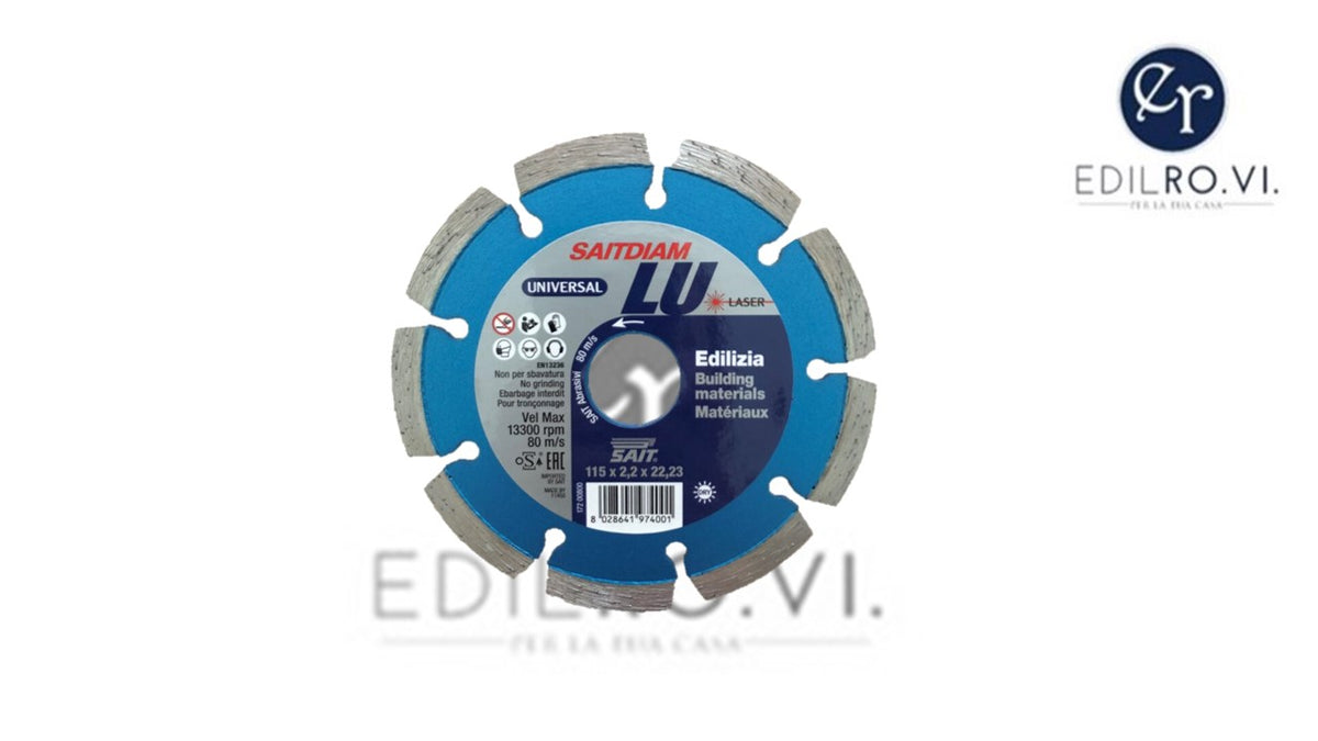 Disco diamantato da taglio 115x2,2x22,23 edilizia SAITDIAM LASER LU per smerigliatrice angolare