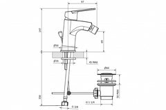 Teorema - Miscelatore Bidet Cromato Con Piletta A Saltello da 1" 1/4 - Serie: Sonic
