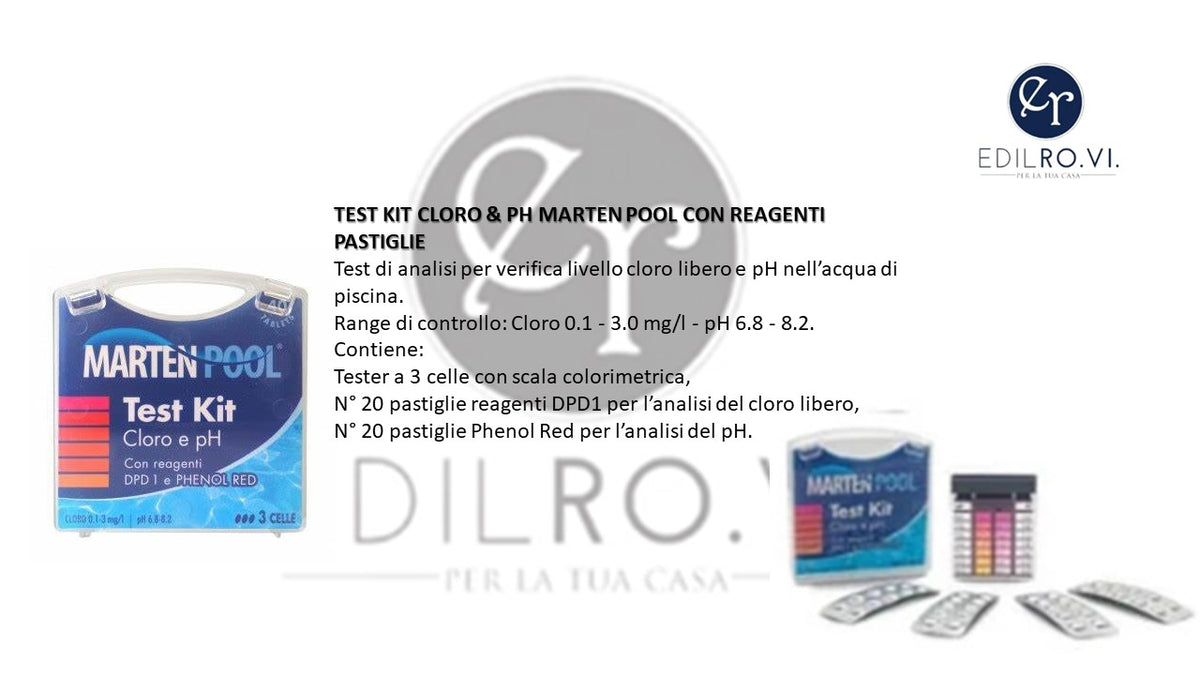 TEST KIT CLORO & PH MARTEN POOL CON REAGENTI