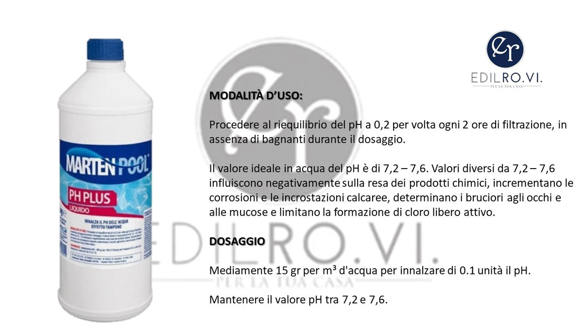 Tattamenti Piscina Marten – PH PLUS LIQUIDO 1KG