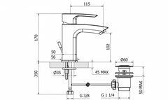 Miscelatore lavabo cromato con piletta a saltello 1"1/4 - serie: merida - marca: teorema