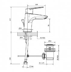 Teorema - Miscelatore Lavabo Cromato Con Piletta A Saltello da 1" 1/4 - Serie: Sonic