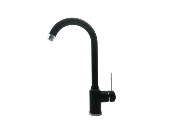 Rubinetti miscelatore per lavello cucina canna tonda finitura nero opaco Modello Korea di Argo Rubinetterie