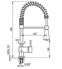 Miscelatore lavello con doccetta estraibile e molla - modello: luna