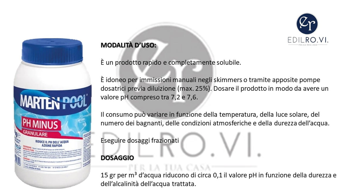 Tattamenti Piscina Marten - PH MINUS GRANULARE 1KG