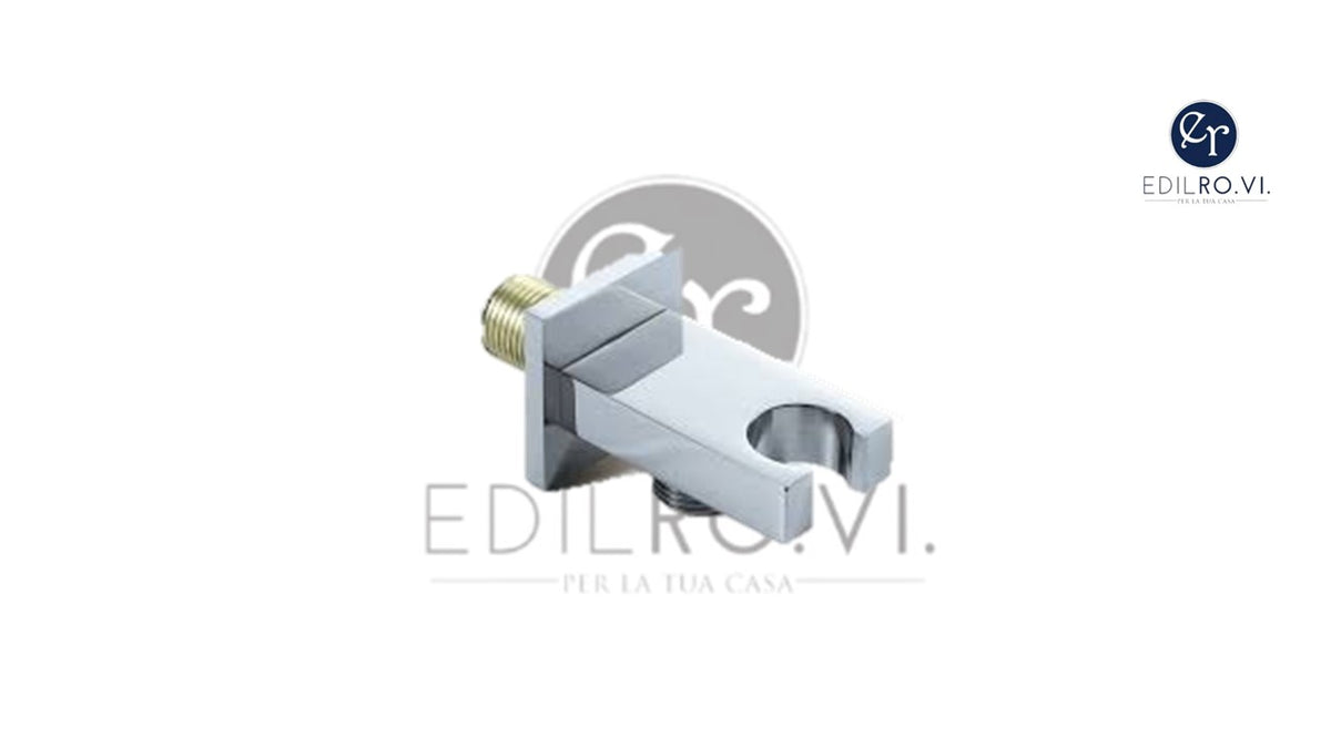 Presa Acqua Quadra in Ottone con Supporto Cromato
