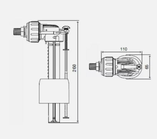 VALVOLA GALLEGGIANTE SILENZIOSO PER CASSETTA SCARICO WATER WC 3/8" OLI COMPACT