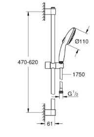 SALISCENDI ASTA DOCCIA GROHE TEMPESTA 100 A 3 GETTI  28261003  REGOLABILE