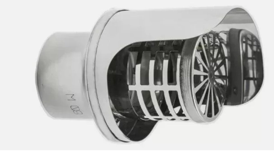 Terminale fumaiolo con griglia scarico fumi Tubi acciaio INOX 80mm orizzontale