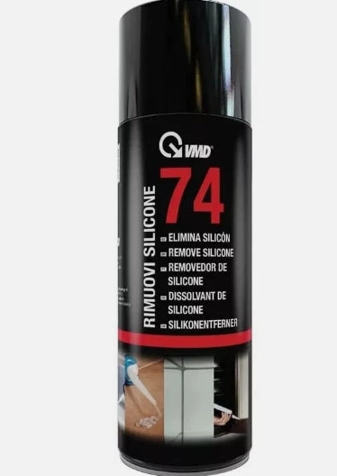 VMD RIMUOVI ELIMINA SCIOGLI SILICONE SOLVENTE SPRAY 400ML VETRO PLASTICA 74