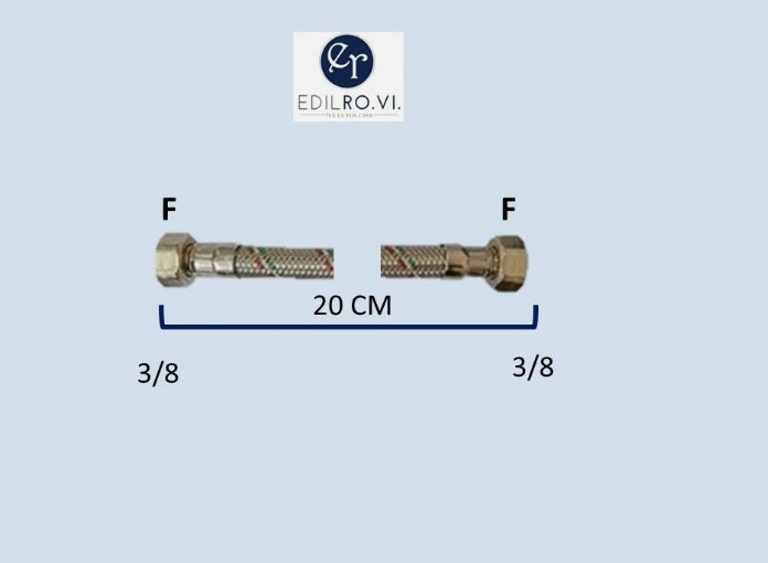 FLESSIBILE TRECCIA ACCIAIO INOX ACQUA RACCORDI IN OTTONE 1/2 3/8 M10 MF FF