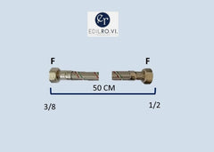 FLESSIBILE TRECCIA ACCIAIO INOX ACQUA RACCORDI IN OTTONE 1/2 3/8 M10 MF FF