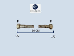 FLESSIBILE TRECCIA ACCIAIO INOX ACQUA RACCORDI IN OTTONE 1/2 3/8 M10 MF FF