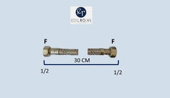 FLESSIBILE TRECCIA ACCIAIO INOX ACQUA RACCORDI IN OTTONE 1/2 3/8 M10 MF FF