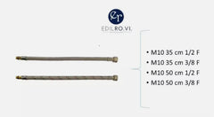 Flessibile per Miscelatore rubinetto Cucina Bagno INOX 3/8" ø10 x 35/50cm - 2PZ