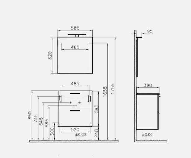 Mobile Bagno sospeso da 60 cm 2 cassetti