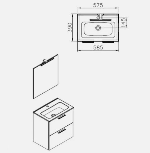 Mobile Bagno sospeso da 60 cm 2 cassetti