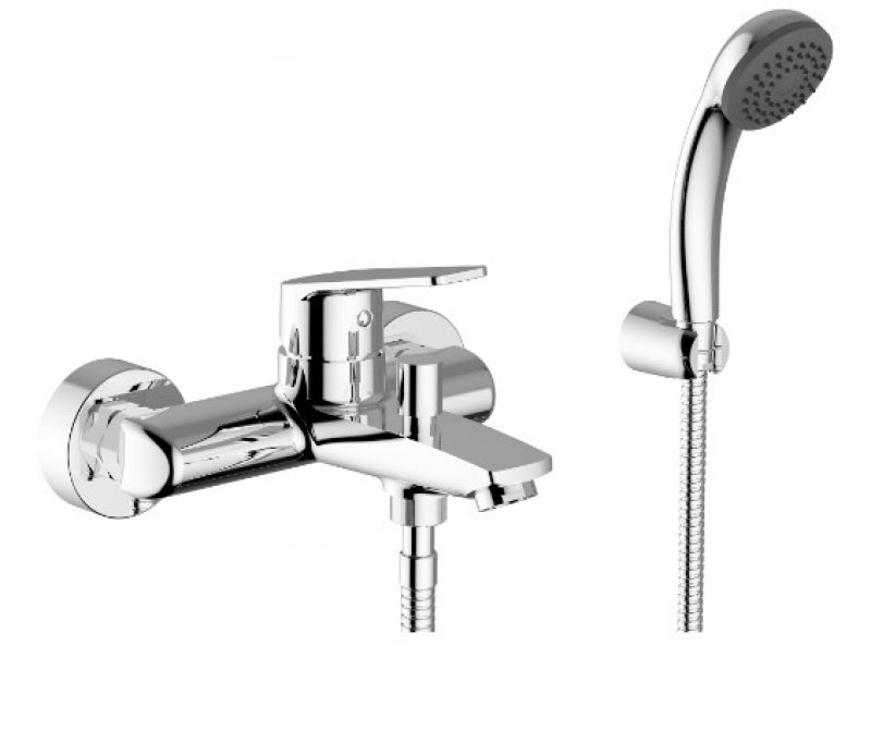 Miscelatore vasca con deviatore, doccetta e flessibile cromato - serie: sonic