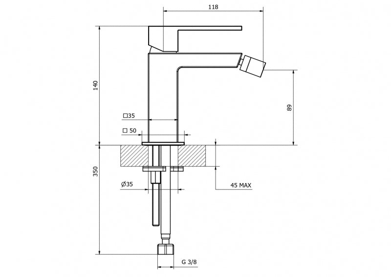 Miscelatore bidet cromato con piletta a saltello 1"1/4 - serie: pillar