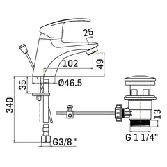 Miscelatore  lavabo  MAMOLI serie STONE/CESARE cromo lucido con accessori