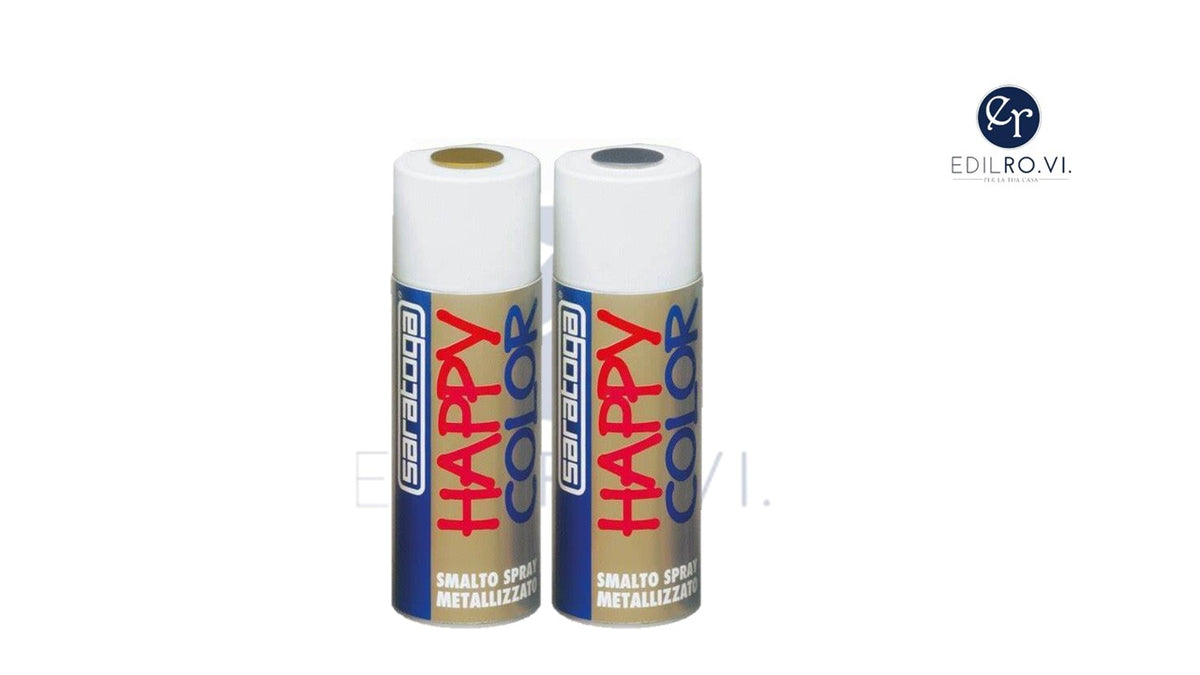 Vernice Spray SARATOGA HAPPY COLOR Acrilica Sovravernicilbile Bomboletta 400 ml- Metallizzati