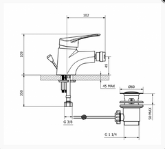 Miscelatore Monocomando  Teorema Bidet Serie T-One