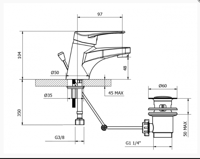 Miscelatore lavabo serie T-ONE Teorema