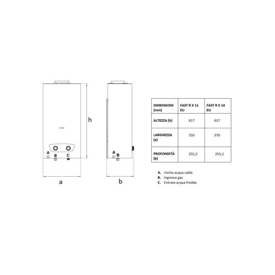 SCALDINO A GAS ARISTON FAST RX 11LT CAMERA APERTA