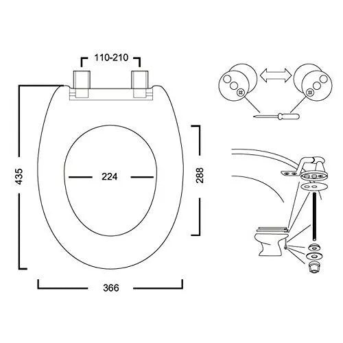 Sedile Wc Copri Water MDF Legno Tavoletta Vaso Universale Bianco Pesante Bagno