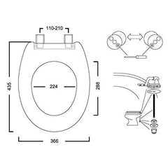 Sedile Wc Copri Water MDF Legno Tavoletta Vaso Universale Bianco Pesante Bagno