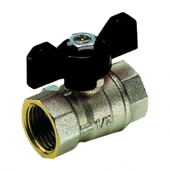 Valvola/arresto a sfera acqua diritta femmina/femmina con farfalla nera 1/2''